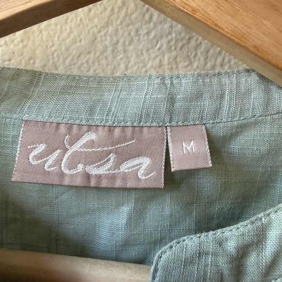 LSA Light Sage Linen Shirt Top - Picture 5 of 13